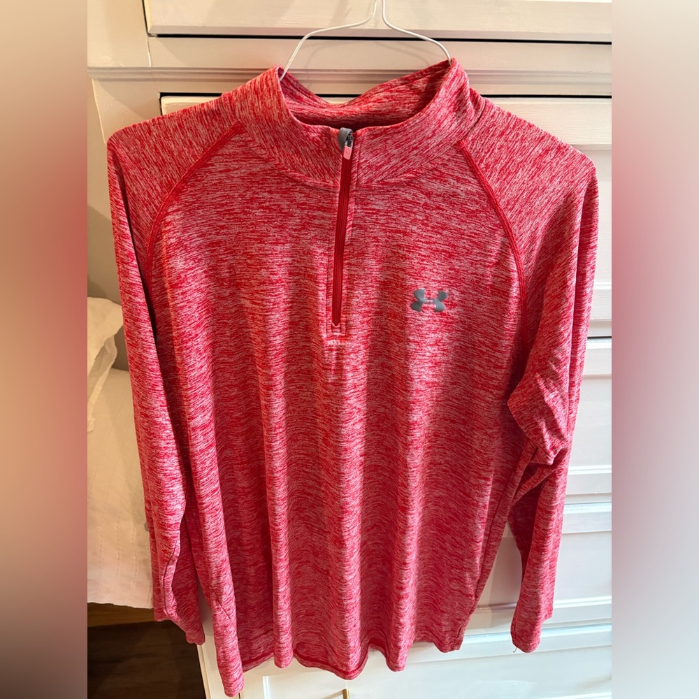 Under Armor Red and Gray Quarter-Zip Pullover
